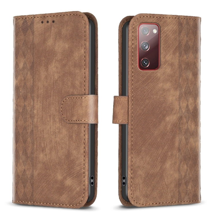Plaid Embossed Leather Phone Case, For Samsung Galaxy S21 FE 5G, For Samsung Galaxy S20, For Samsung Galaxy S20+, For Samsung Galaxy S20 FE