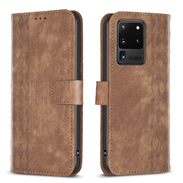 Plaid Embossed Leather Phone Case, For Samsung Galaxy S20 Ultra, For Samsung Galaxy A03s / A02s, For Samsung Galaxy A12, For Samsung Galaxy A13 4G/5G