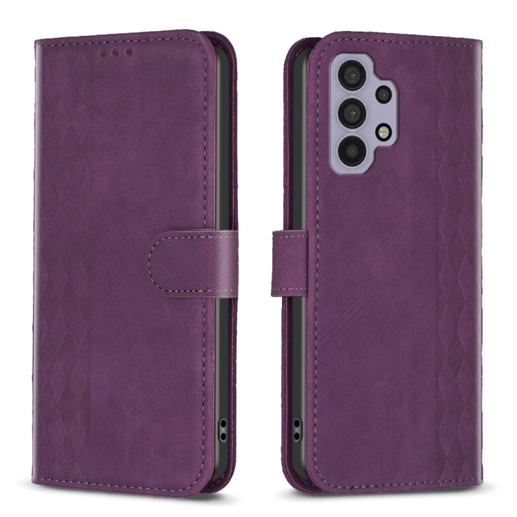 Plaid Embossed Leather Phone Case, For Samsung Galaxy A31, For Samsung Galaxy A32 4G, For Samsung Galaxy A32 5G, For Samsung Galaxy A33
