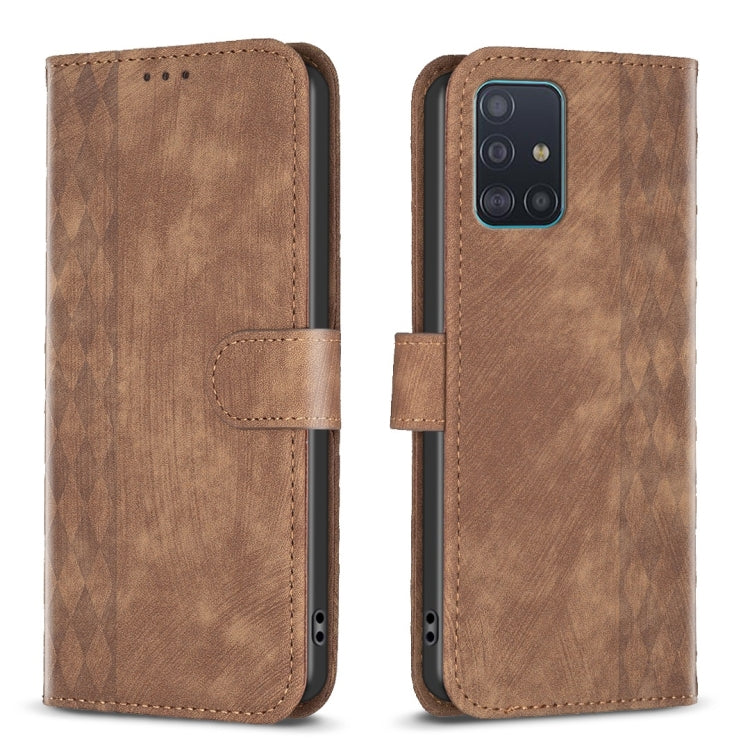 Plaid Embossed Leather Phone Case, For Samsung Galaxy A34, For Samsung Galaxy A41, For Samsung Galaxy A42 5G, For Samsung Galaxy A51 4G