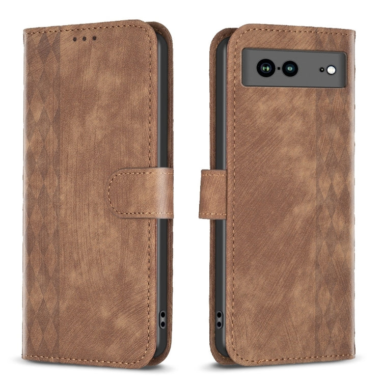 Plaid Embossed Leather Phone Case, For Google Pixel 7, For Google Pixel 7a, For Google Pixel 7 Pro, For Google Pixel 8