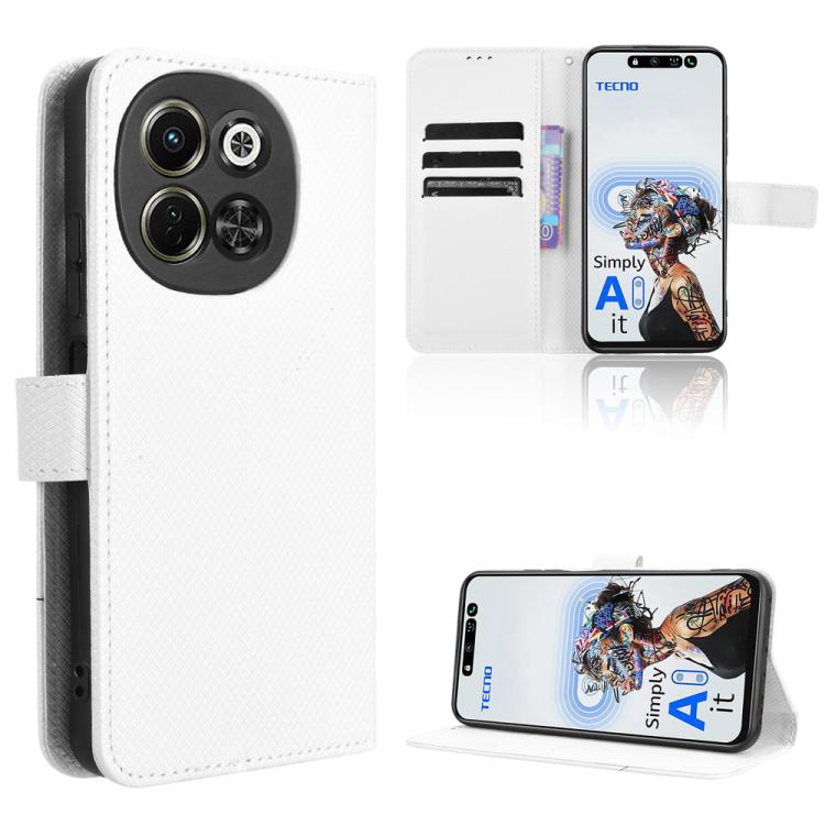 Diamond Texture Leather Phone Case, For Tecno Spark 30 Pro 4G, For Tecno Spark 30 4G, For Tecno Spark Go 1 / Pop 9 / Spark Go 2025, For Tecno Spark 30C 4G