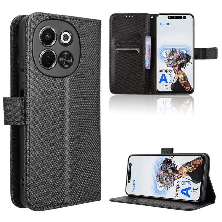 Diamond Texture Leather Phone Case, For Tecno Spark 30 Pro 4G, For Tecno Spark 30 4G, For Tecno Spark Go 1 / Pop 9 / Spark Go 2025, For Tecno Spark 30C 4G