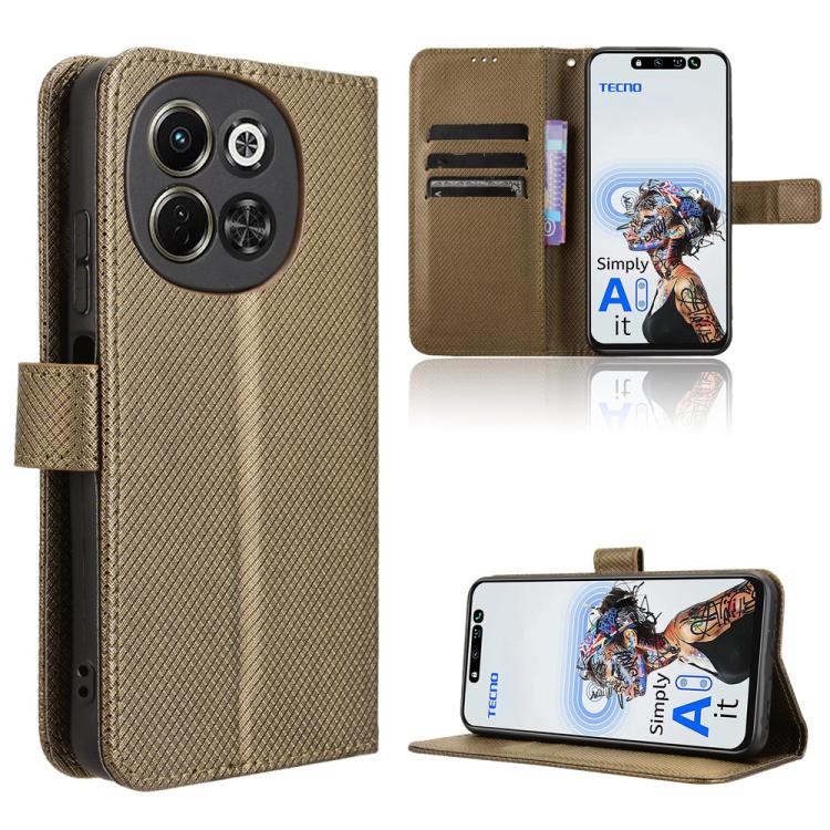 Diamond Texture Leather Phone Case, For Tecno Spark 30 Pro 4G, For Tecno Spark 30 4G, For Tecno Spark Go 1 / Pop 9 / Spark Go 2025, For Tecno Spark 30C 4G
