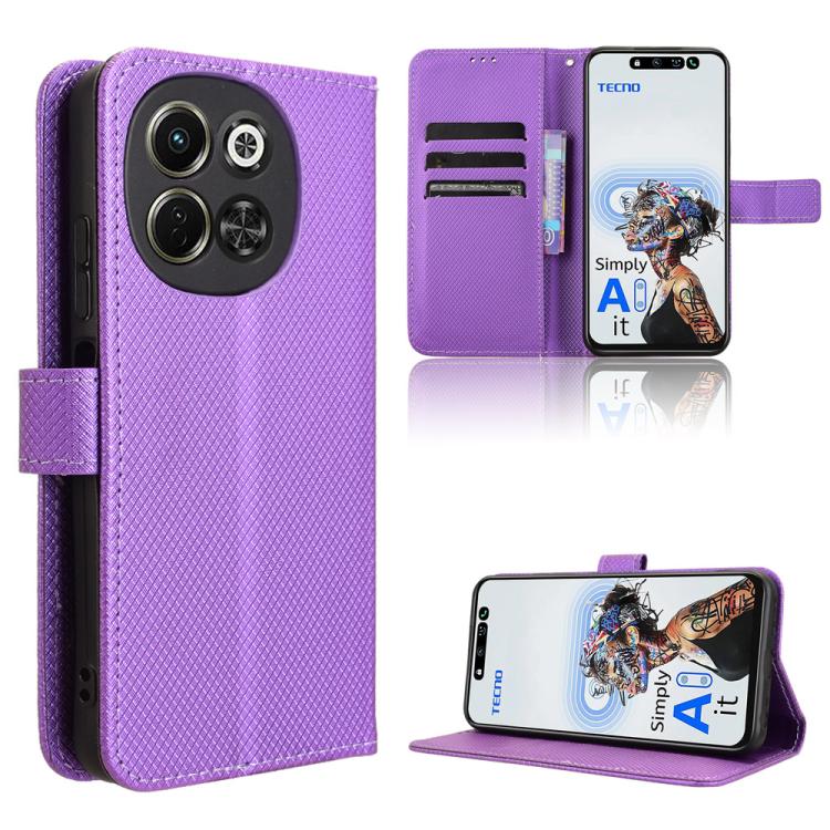 Diamond Texture Leather Phone Case, For Tecno Spark 30 Pro 4G, For Tecno Spark 30 4G, For Tecno Spark Go 1 / Pop 9 / Spark Go 2025, For Tecno Spark 30C 4G