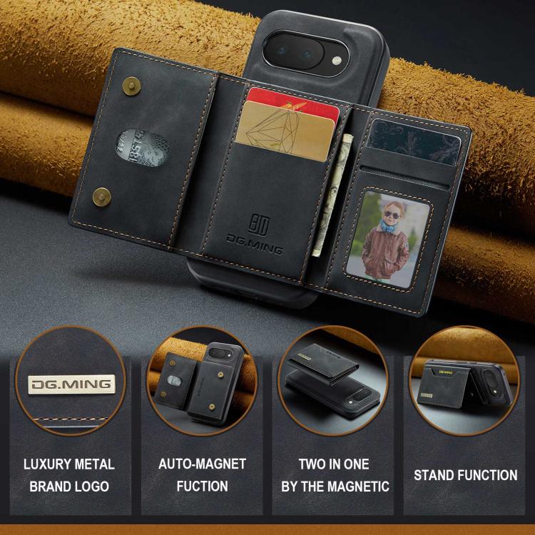 DG.MING M2 Series 3-Fold Multi Card Bag + Magnetic Phone Case, For Google Pixel 10a, For Google Pixel 9a, For Google Pixel 9 Pro XL, For Google Pixel 9 / 9 Pro