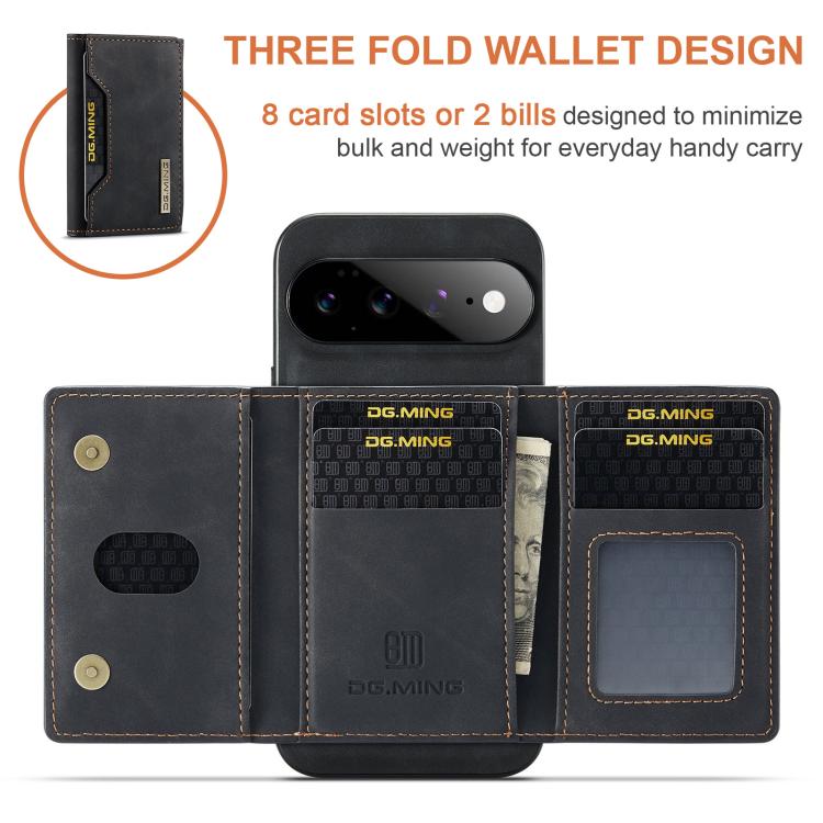 DG.MING M2 Series 3-Fold Multi Card Bag + Magnetic Phone Case, For Google Pixel 10a, For Google Pixel 9a, For Google Pixel 9 Pro XL, For Google Pixel 9 / 9 Pro