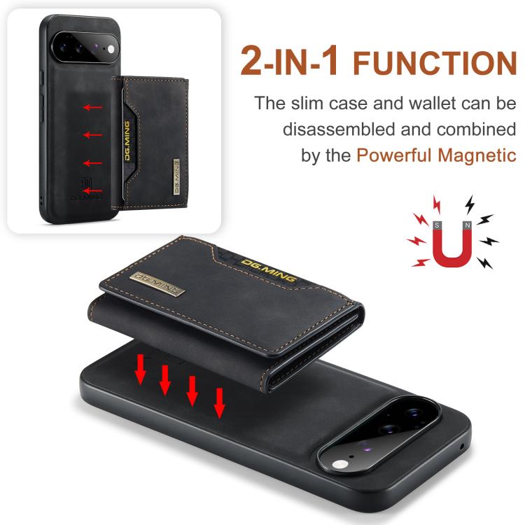 DG.MING M2 Series 3-Fold Multi Card Bag + Magnetic Phone Case, For Google Pixel 10a, For Google Pixel 9a, For Google Pixel 9 Pro XL, For Google Pixel 9 / 9 Pro