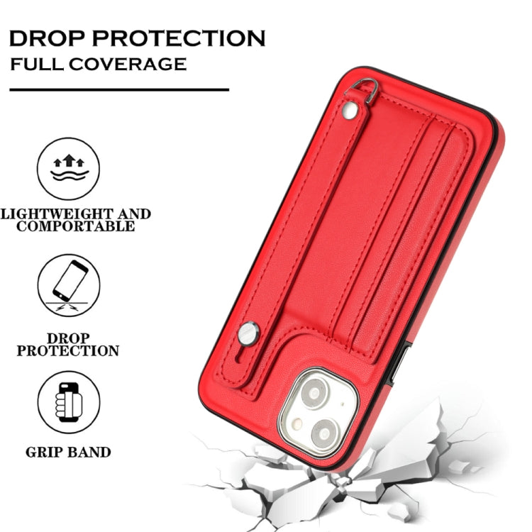 Shockproof Leather Phone Case with Wrist Strap, For iPhone 15 Pro Max, For iPhone 14, For iPhone 14 Plus, For iPhone 15 Pro