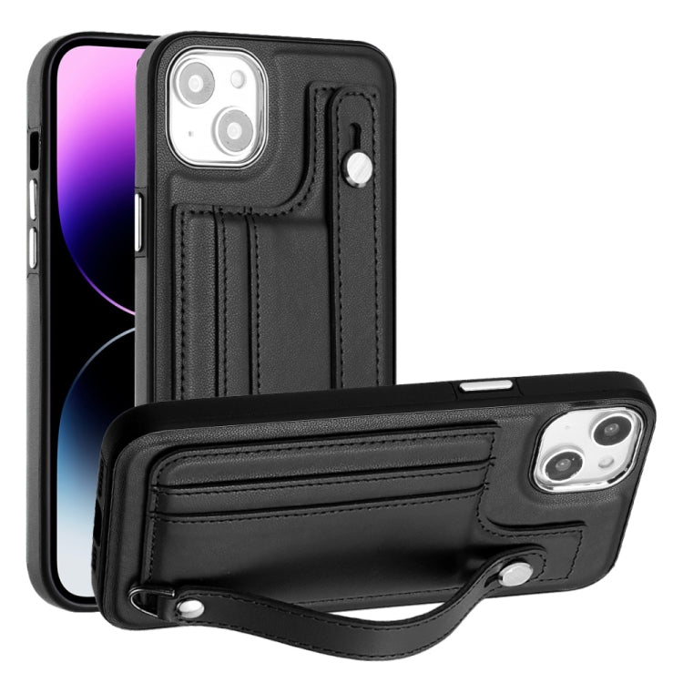 Shockproof Leather Phone Case with Wrist Strap, For iPhone 15 Pro Max, For iPhone 14, For iPhone 14 Plus, For iPhone 15 Pro