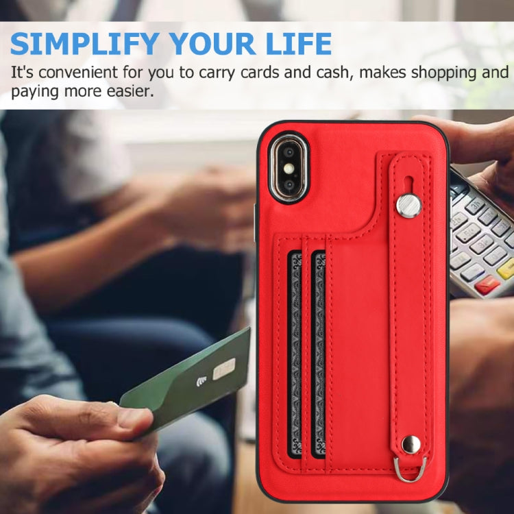 Shockproof Leather Phone Case with Wrist Strap, For iPhone XS Max, For iPhone XR, For iPhone X / XS, For iPhone SE 2022/SE 2020/6/7/8