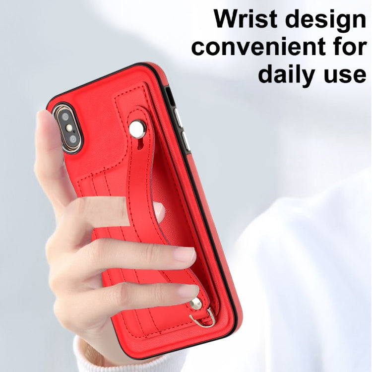 Shockproof Leather Phone Case with Wrist Strap, For iPhone XS Max, For iPhone XR, For iPhone X / XS, For iPhone SE 2022/SE 2020/6/7/8