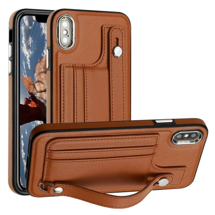 Shockproof Leather Phone Case with Wrist Strap, For iPhone XS Max, For iPhone XR, For iPhone X / XS, For iPhone SE 2022/SE 2020/6/7/8
