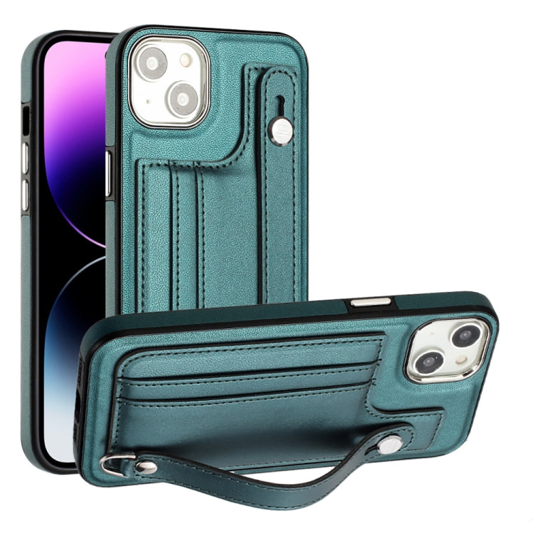 Shockproof Leather Phone Case with Wrist Strap, For iPhone 15 Plus, For iPhone 14 Pro, For iPhone 14 Pro Max, For iPhone 15