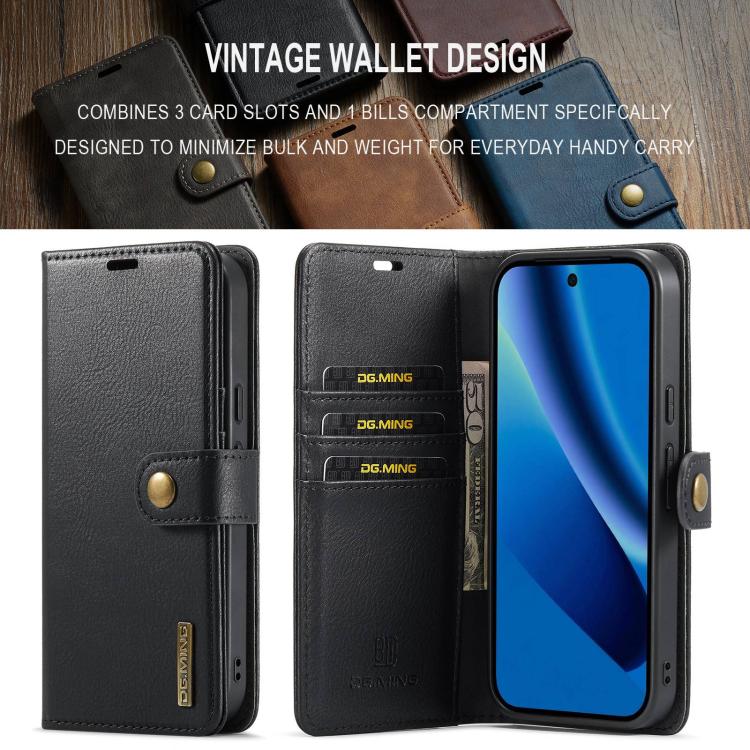 DG.MING Crazy Horse Texture Detachable Magnetic Leather Phone Case, For Google Pixel 10a, For Google Pixel 9a, For Google Pixel 8a, For Google Pixel 8 Pro
