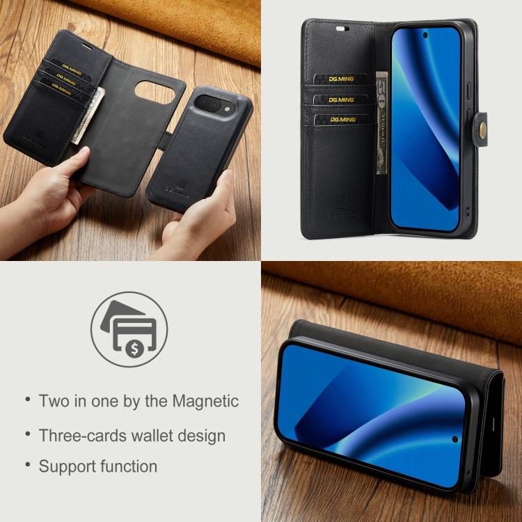 DG.MING Crazy Horse Texture Detachable Magnetic Leather Phone Case, For Google Pixel 10a, For Google Pixel 9a, For Google Pixel 8a, For Google Pixel 8 Pro
