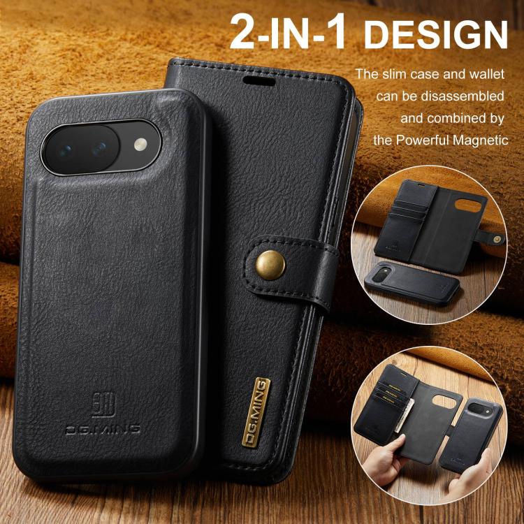 DG.MING Crazy Horse Texture Detachable Magnetic Leather Phone Case, For Google Pixel 10a, For Google Pixel 9a, For Google Pixel 8a, For Google Pixel 8 Pro
