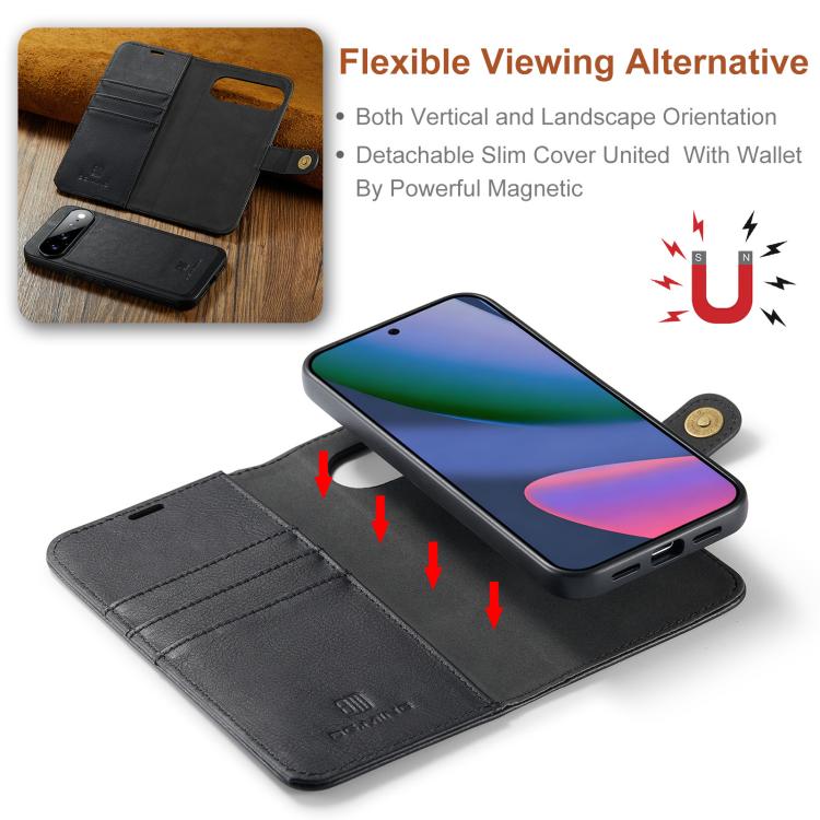 DG.MING Crazy Horse Texture Detachable Magnetic Leather Phone Case, For Google Pixel 10a, For Google Pixel 9a, For Google Pixel 8a, For Google Pixel 8 Pro