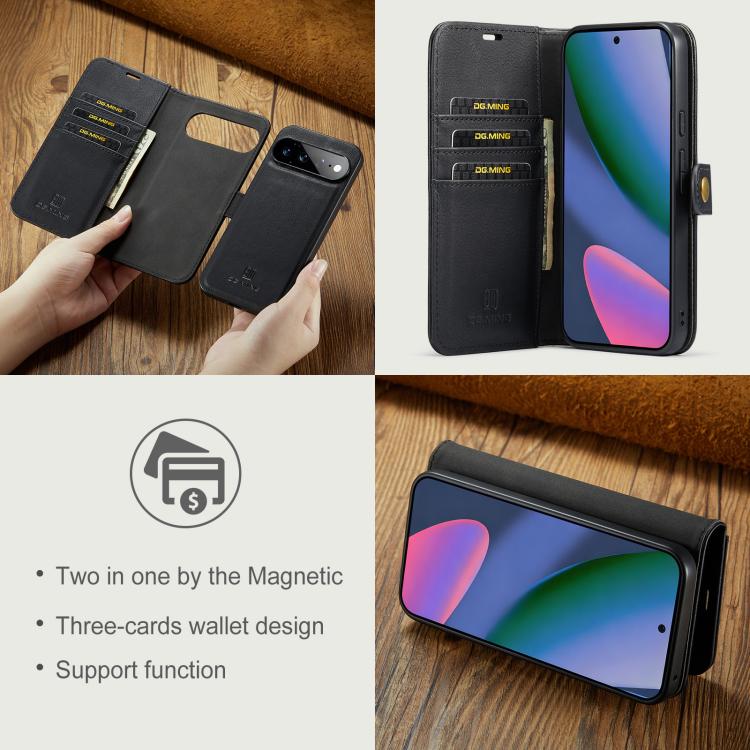 DG.MING Crazy Horse Texture Detachable Magnetic Leather Phone Case, For Google Pixel 10a, For Google Pixel 9a, For Google Pixel 8a, For Google Pixel 8 Pro