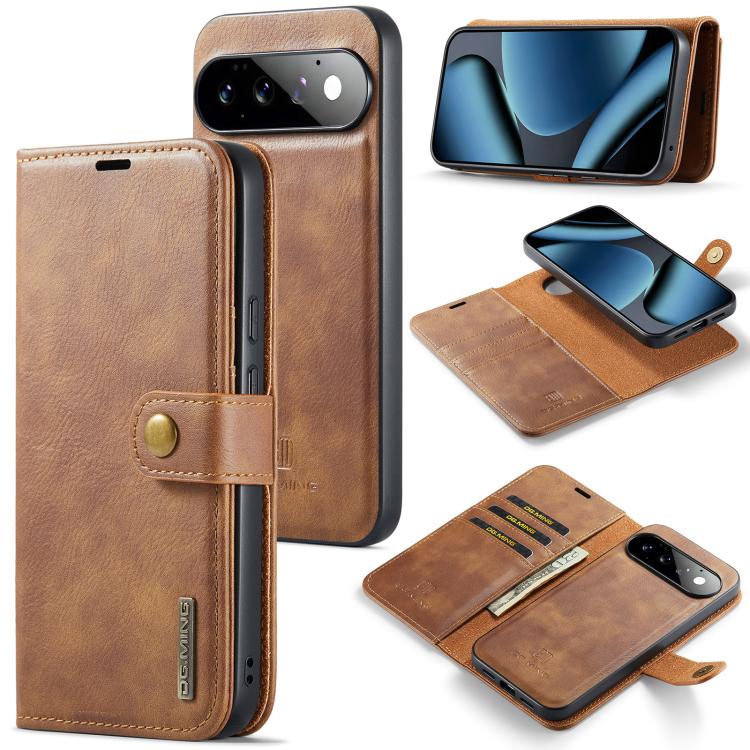 DG.MING Crazy Horse Texture Detachable Magnetic Leather Phone Case, For Google Pixel 10a, For Google Pixel 9a, For Google Pixel 8a, For Google Pixel 8 Pro