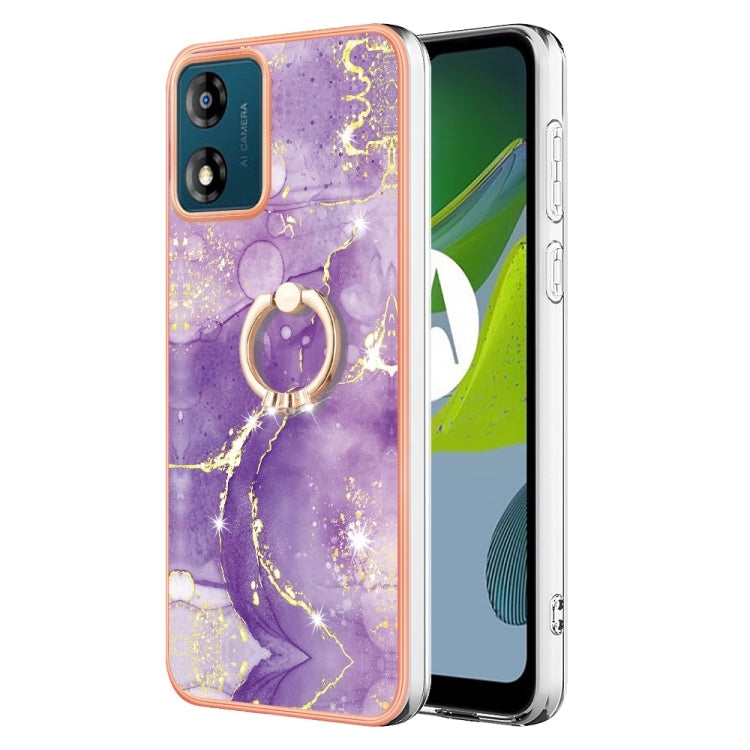 Electroplating Marble IMD TPU Phone Case with Ring Holder, For Motorola Moto G14, For Motorola Moto E13, For Motorola Moto G53 5G