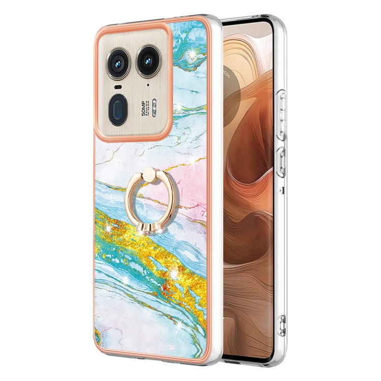 Electroplating Marble IMD TPU Phone Case with Ring Holder, For Motorola Moto G85, For Motorola Edge 50 Ultra, For Motorola Edge 50 Pro, For Motorola Edge 50 Fusion