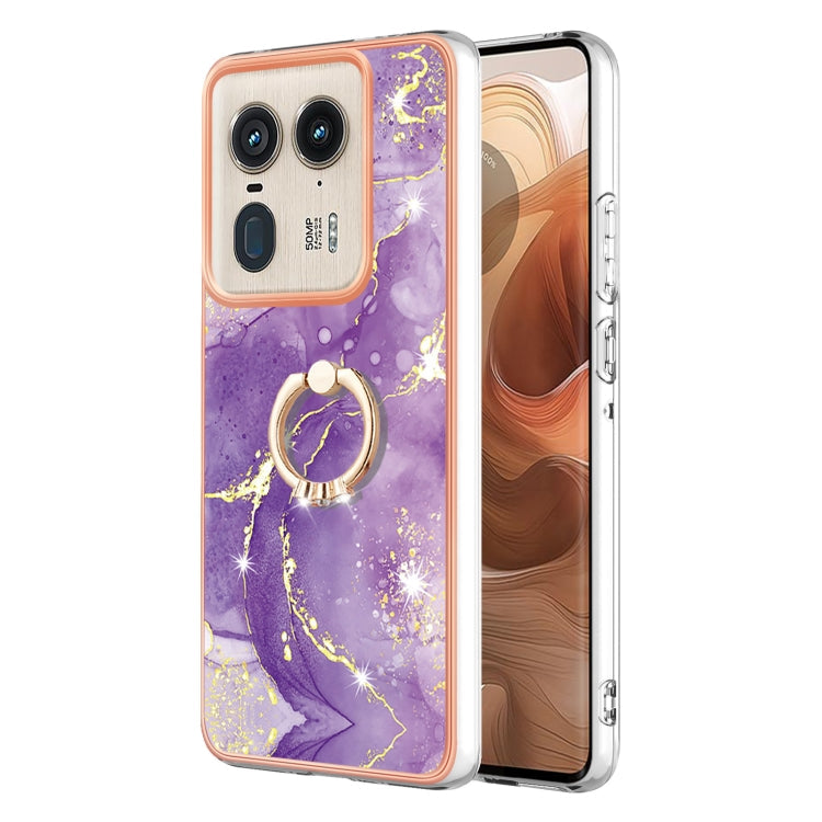 Electroplating Marble IMD TPU Phone Case with Ring Holder, For Motorola Moto G85, For Motorola Edge 50 Ultra, For Motorola Edge 50 Pro, For Motorola Edge 50 Fusion