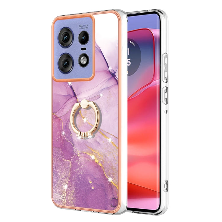 Electroplating Marble IMD TPU Phone Case with Ring Holder, For Motorola Moto G85, For Motorola Edge 50 Ultra, For Motorola Edge 50 Pro, For Motorola Edge 50 Fusion
