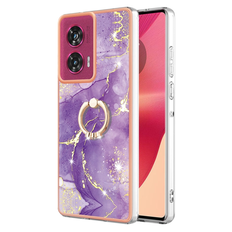 Electroplating Marble IMD TPU Phone Case with Ring Holder, For Motorola Moto G85, For Motorola Edge 50 Ultra, For Motorola Edge 50 Pro, For Motorola Edge 50 Fusion
