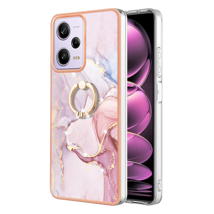 Electroplating Marble IMD TPU Phone Case with Ring Holder, For Xiaomi Redmi Note 12 4G Global, For Xiaomi Redmi Note 12 Pro+ Global, For Xiaomi Redmi Note 12 Pro 5G Global, For Xiaomi Poco X5 Pro 5G