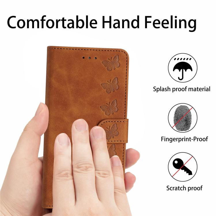 Seven Butterflies Embossed Leather Phone Case, For iPhone 16e / 17e, For iPhone 17 Pro Max, For iPhone 17 Pro, For iPhone 17