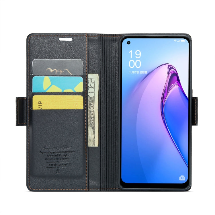 CaseMe 023 Butterfly Buckle Litchi Texture RFID Anti-theft Leather Phone Case, For OPPO Reno8 5G Global, For OPPO A96 4G Global/A36 4G/K10 4G/A76 4G