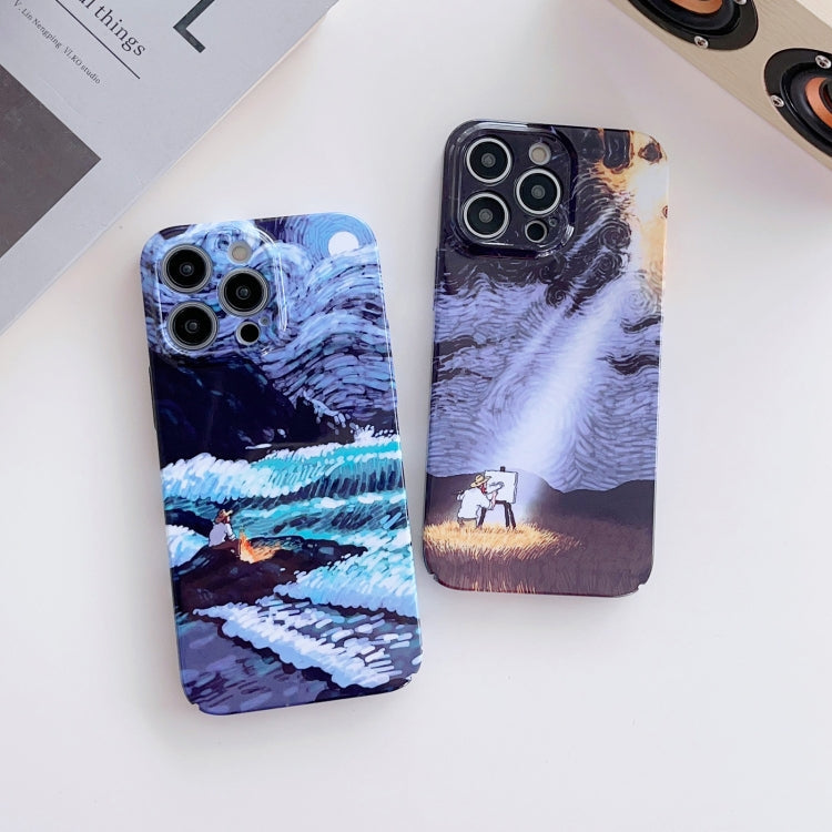 Precise Hole Oil Painting Pattern PC Phone Case, For iPhone 13 mini, For iPhone 13, For iPhone 13 Pro, For iPhone 13 Pro Max