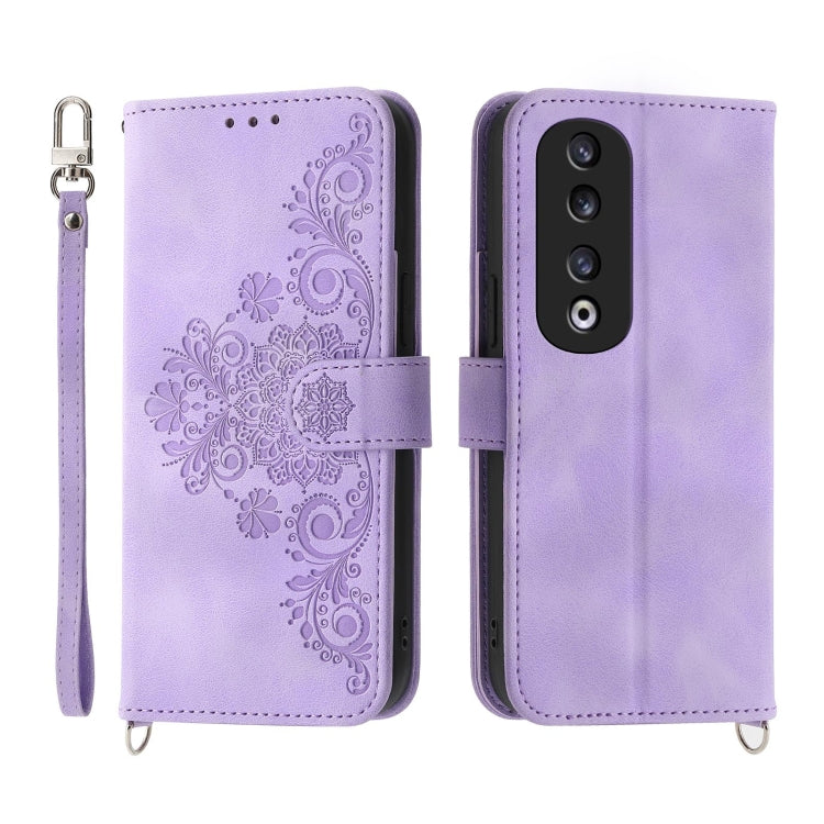 Skin Feel Flowers Embossed Wallet Leather Phone Case, For Honor X9b, For Honor 90 Pro 5G, For Honor 90 5G, For Honor X50i