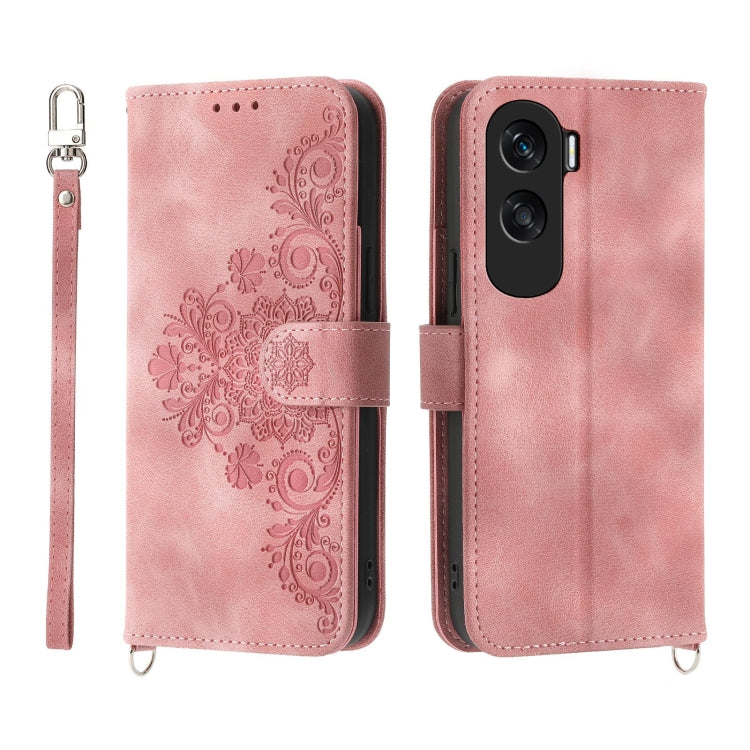 Skin Feel Flowers Embossed Wallet Leather Phone Case, For Honor 90 Pro 5G, For Honor 90 5G, For Honor X50i, For Honor X40i 5G / Play7T Pro