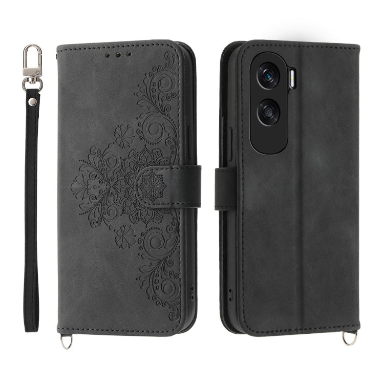 Skin Feel Flowers Embossed Wallet Leather Phone Case, For Honor 90 Pro 5G, For Honor 90 5G, For Honor X50i, For Honor X40i 5G / Play7T Pro