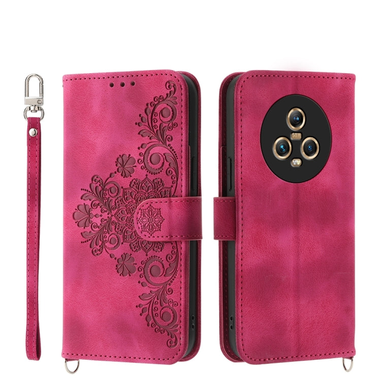 Skin Feel Flowers Embossed Wallet Leather Phone Case, For Honor Magic5 Pro, For Honor Magic5, For Honor X8a 4G, For Honor X9a