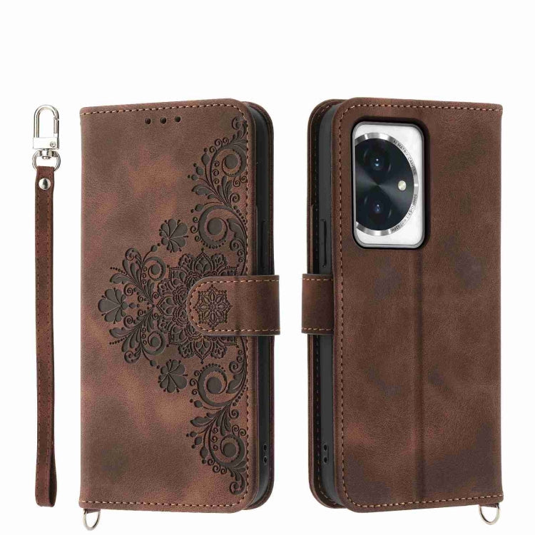 Skin Feel Flowers Embossed Wallet Leather Phone Case, For Honor X9b, For Honor 90 Pro 5G, For Honor 90 5G, For Honor X50i