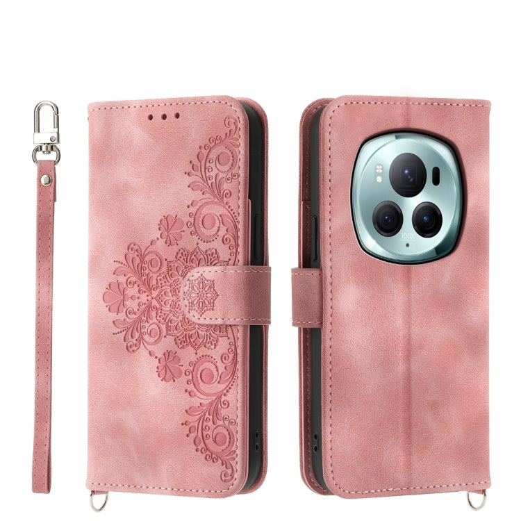 Skin Feel Flowers Embossed Wallet Leather Phone Case, For Honor X8b, For Honor 100 Pro, For Honor 100, For Honor X9b