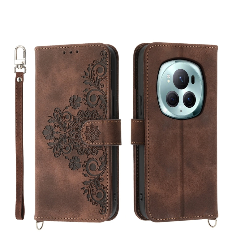 Skin Feel Flowers Embossed Wallet Leather Phone Case, For Honor X8b, For Honor 100 Pro, For Honor 100, For Honor X9b