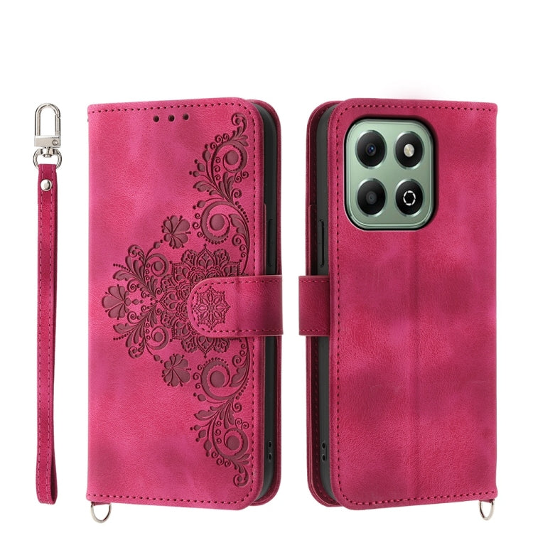 Skin Feel Flowers Embossed Wallet Leather Phone Case, For Honor X60i, For Honor X6b, For Honor 200 Lite Global, For Honor Magic6 Pro