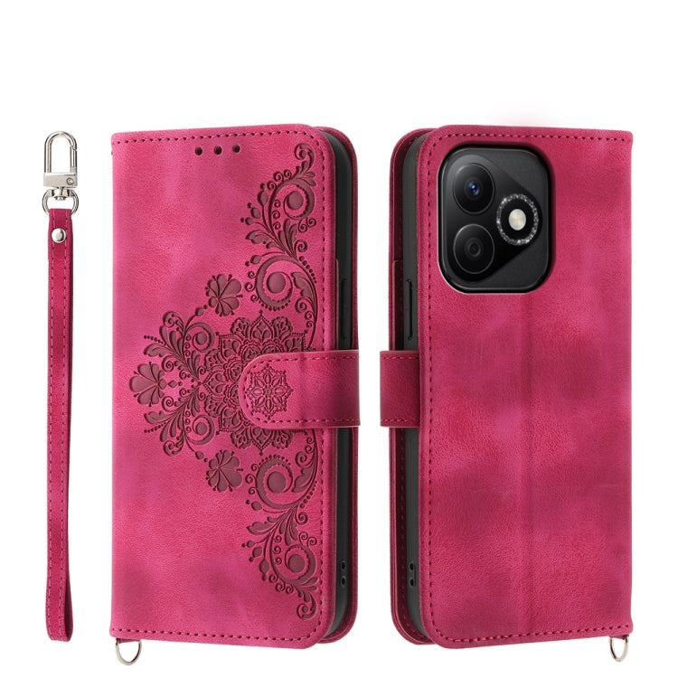Skin Feel Flowers Embossed Wallet Leather Phone Case, For Honor X60i, For Honor X6b, For Honor 200 Lite Global, For Honor Magic6 Pro