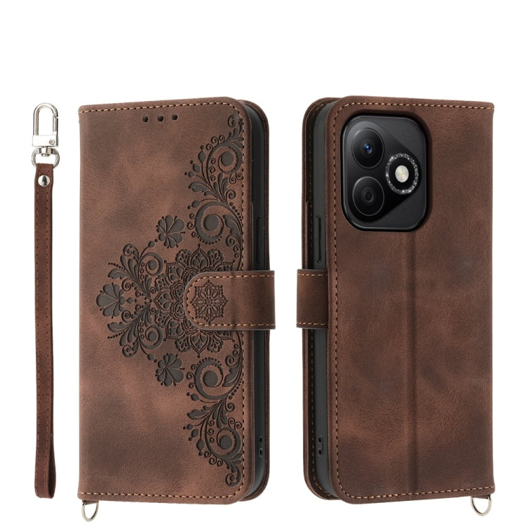 Skin Feel Flowers Embossed Wallet Leather Phone Case, For Honor X60i, For Honor X6b, For Honor 200 Lite Global, For Honor Magic6 Pro