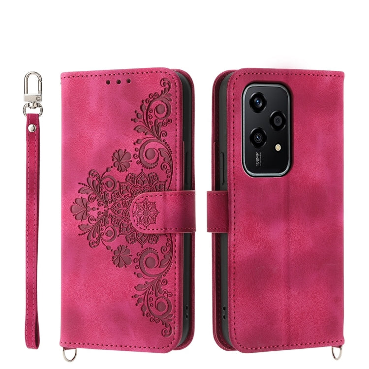Skin Feel Flowers Embossed Wallet Leather Phone Case, For Honor X60i, For Honor X6b, For Honor 200 Lite Global, For Honor Magic6 Pro
