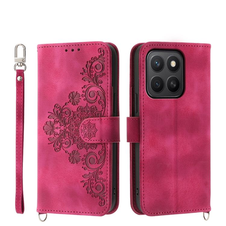 Skin Feel Flowers Embossed Wallet Leather Phone Case, For Honor 400 Global 156.5mm, For Honor X8c 4G, For Honor X9c Global / Magic7 Lite, For Honor 300 Pro / 300 Ultra