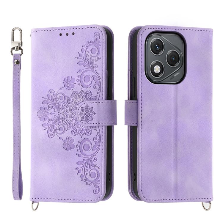 Skin Feel Flowers Embossed Wallet Leather Phone Case, For Honor 400 Global 156.5mm, For Honor X8c 4G, For Honor X9c Global / Magic7 Lite, For Honor 300 Pro / 300 Ultra