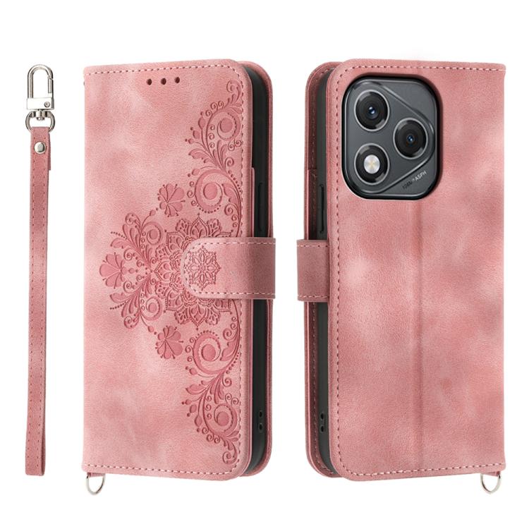Skin Feel Flowers Embossed Wallet Leather Phone Case, For Honor 400 Global 156.5mm, For Honor X8c 4G, For Honor X9c Global / Magic7 Lite, For Honor 300 Pro / 300 Ultra