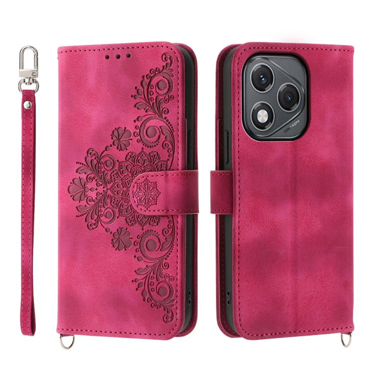 Skin Feel Flowers Embossed Wallet Leather Phone Case, For Honor X9d 5G / X70 5G, For Honor X6c 4G / X5b / X5b Plus, For Honor 400 Pro Global 160.8mm, For Honor 400 Lite Global