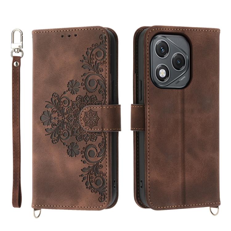 Skin Feel Flowers Embossed Wallet Leather Phone Case, For Honor 400 Global 156.5mm, For Honor X8c 4G, For Honor X9c Global / Magic7 Lite, For Honor 300 Pro / 300 Ultra