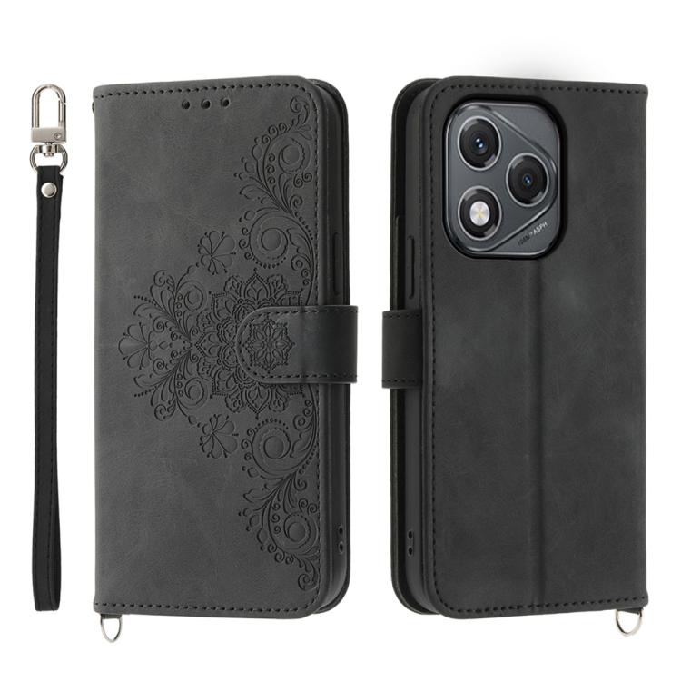 Skin Feel Flowers Embossed Wallet Leather Phone Case, For Honor 400 Global 156.5mm, For Honor X8c 4G, For Honor X9c Global / Magic7 Lite, For Honor 300 Pro / 300 Ultra